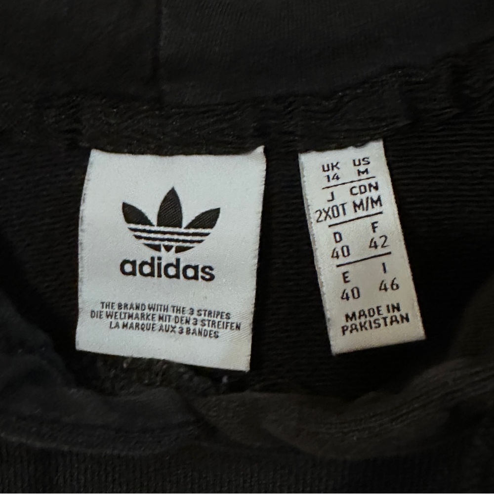 Adidas Classic Leaf Black Hoodie with White Logo - Picture 6 of 7